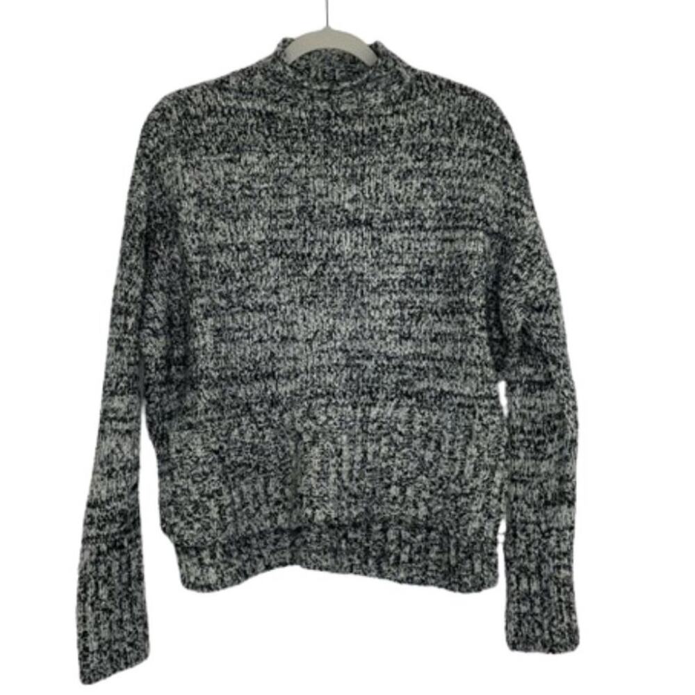 Alice & Olivia Mock Neck Sweater Ribbed Gray Wool Cashmere blend Medium